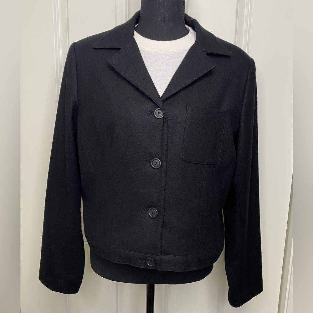 Savannah 100%‎ Pure New Wool Blazer in Black Women Size 12 Made in the USA